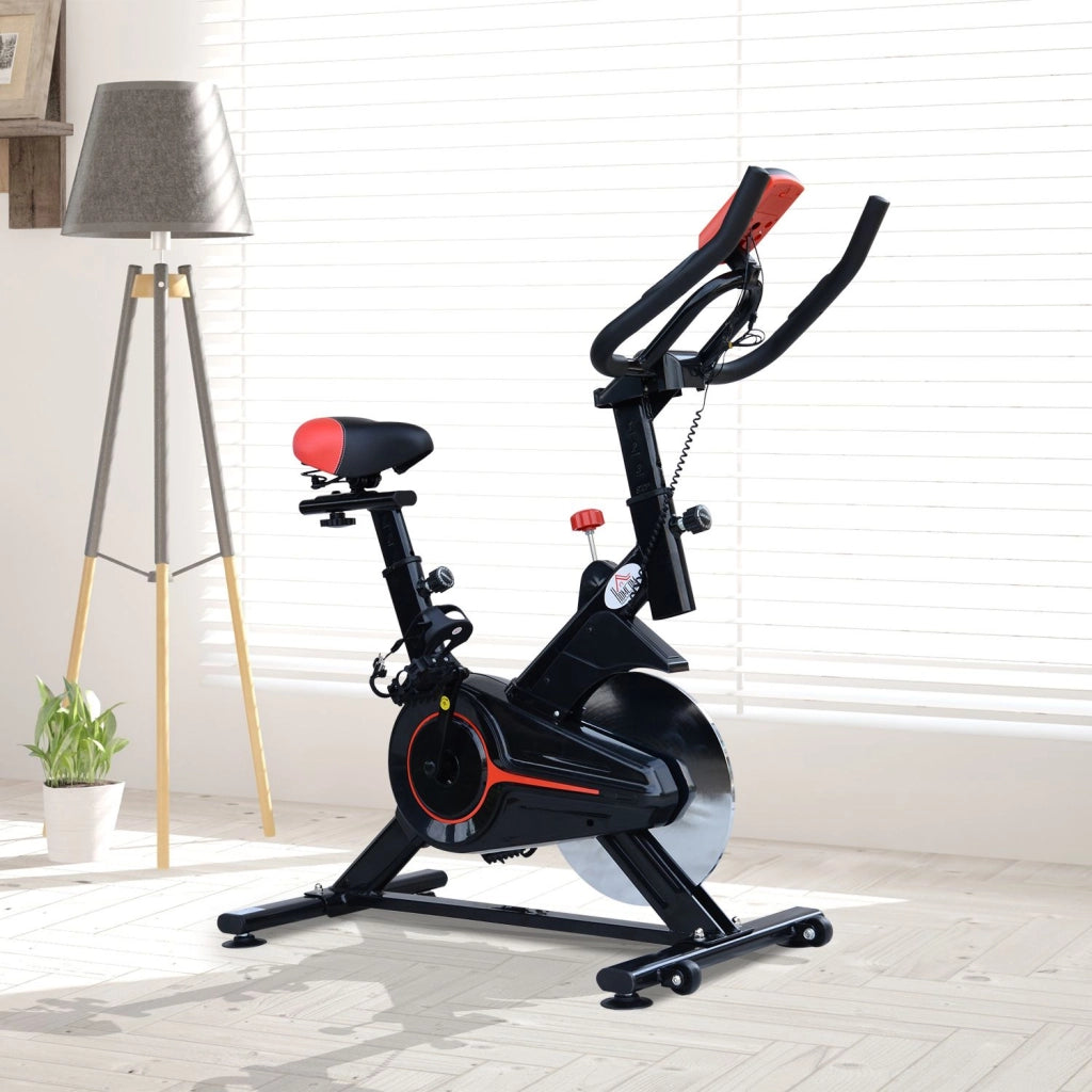 EasyComfort Cyclette da Casa con Resistenza Regolabile, Cyclette Professionale da Camera con Sella e Manubrio Regolabile, Monitor LCD, Sensore Battito Cardiaco Porta Celullare e Volano 6kg, Max.100kg