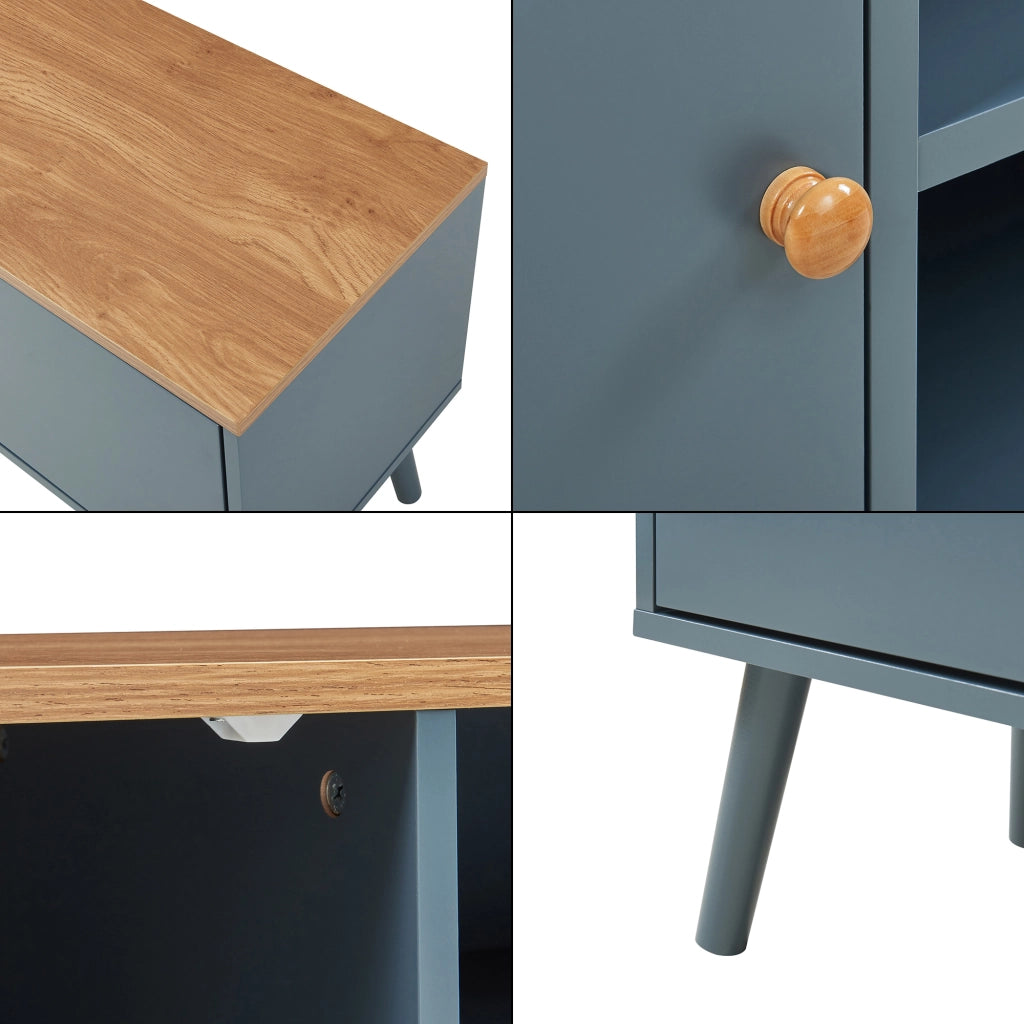 Mobile Porta TV Reyljand con 2 Ante 120x35x50 cm - Grigio / Effetto Rovere [en.casa]