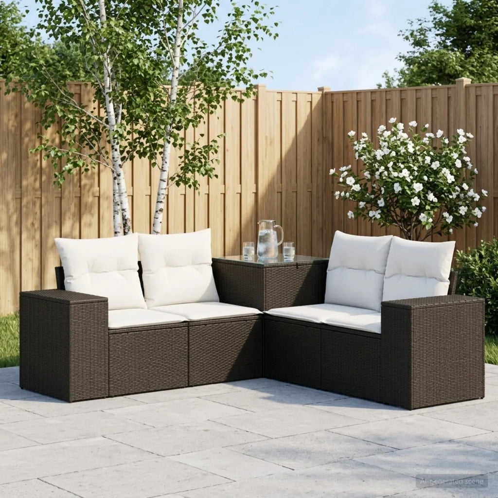 Set di divani 5 pz Nero e Bianco Crema 3447909