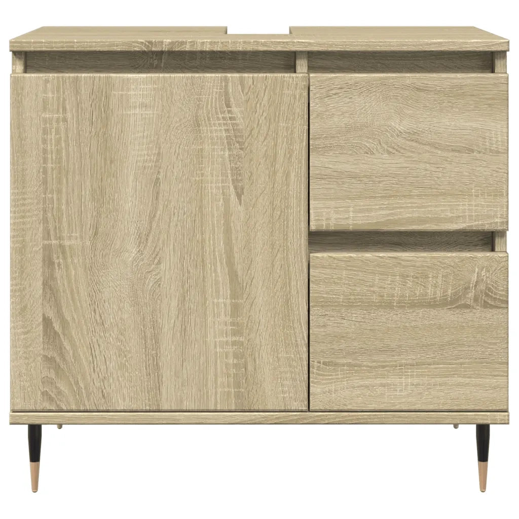 Set Mobili da Bagno | Armadio da bagno 3 pz Rovere Sonoma in Legno Multistrato