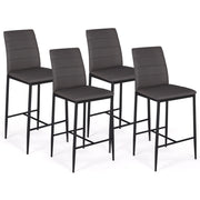 IDMarket - Set di 4 sgabelli da bar imbottito design contemporaneo in PVC grigio ROMANE