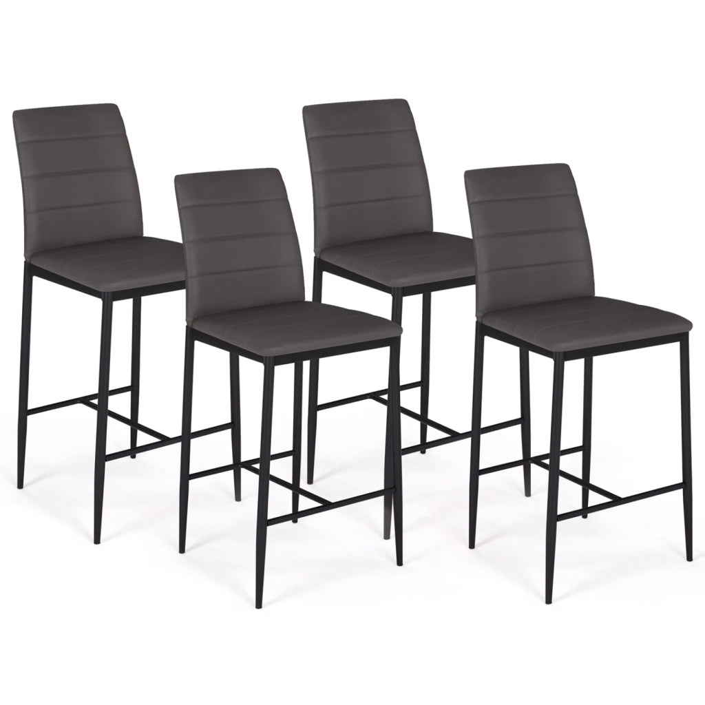 IDMarket - Set di 4 sgabelli da bar imbottito design contemporaneo in PVC grigio ROMANE