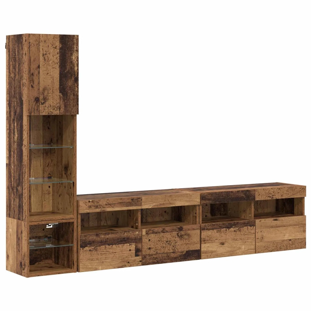 Unità TV da Parete 4 pcs Legno vecchio Legno multistrato 3402965