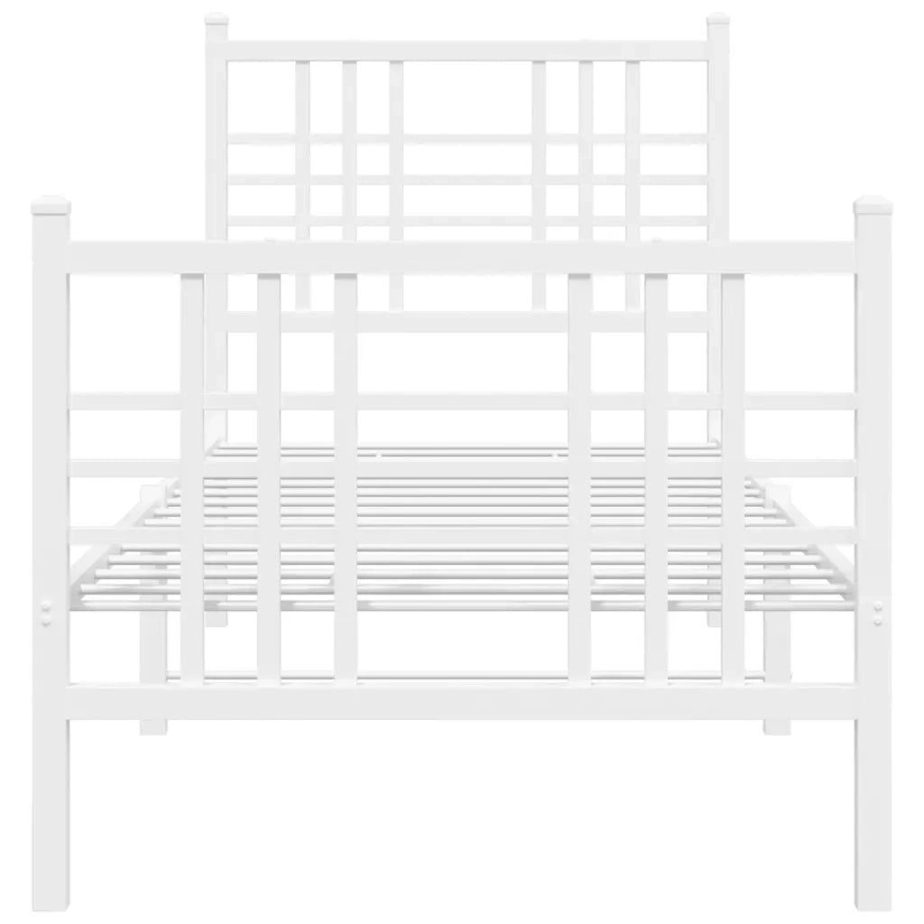 Giroletto con Testiera e Pediera Metallo Bianco 80x200 cm 376382