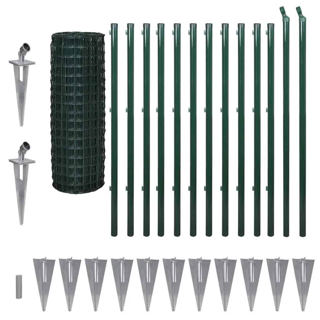 Recinzione da Giardino | Recinzione Euro in Acciaio 25x1,2 m Verde
