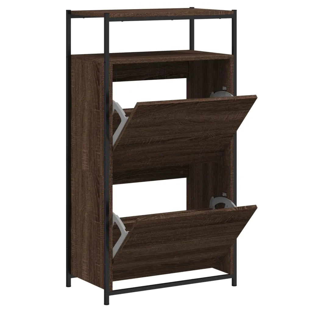 Scarpiera-Scaffale per scarpe Rovere Marrone 60x34x112 cm in Legno Multistrato