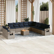 Set Divani da Giardino 12 pz con Cuscini Grigio in Polyrattan 3224647