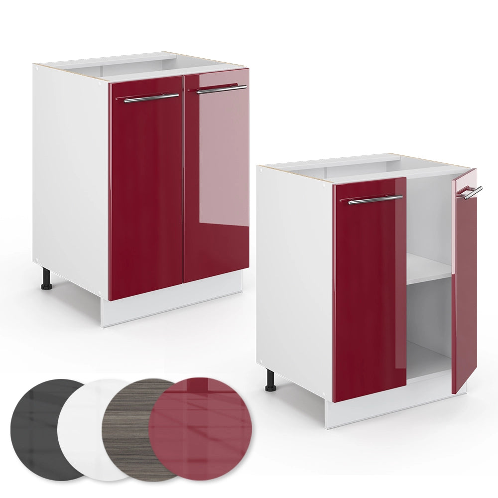 Mobiletto base cucina Fame-Line Bordeaux lucido/Bianco 60 cm senza piano di lavoro Vicco