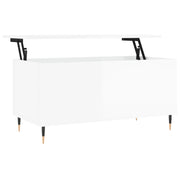 Tavolino salotto | Tavolino da caff¨¨ | Tavolino da Soggiorno Bianco Lucido 90x44,5x45 cm Legno Multistrato