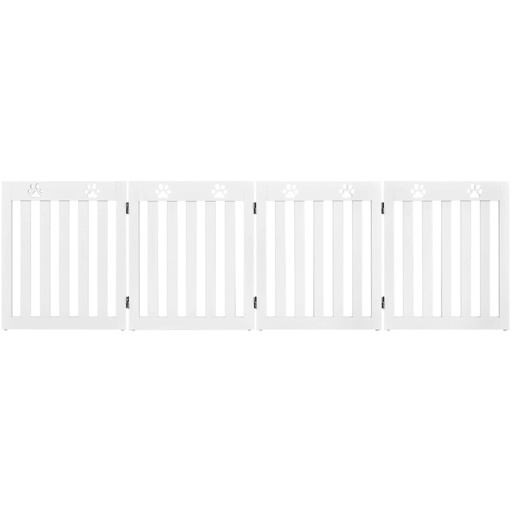 Cancello di legno per animali domestici, Cancello pieghevole con cerniere flessibili a 360¡ã e 4 pannelli, Bianco-Cancelli