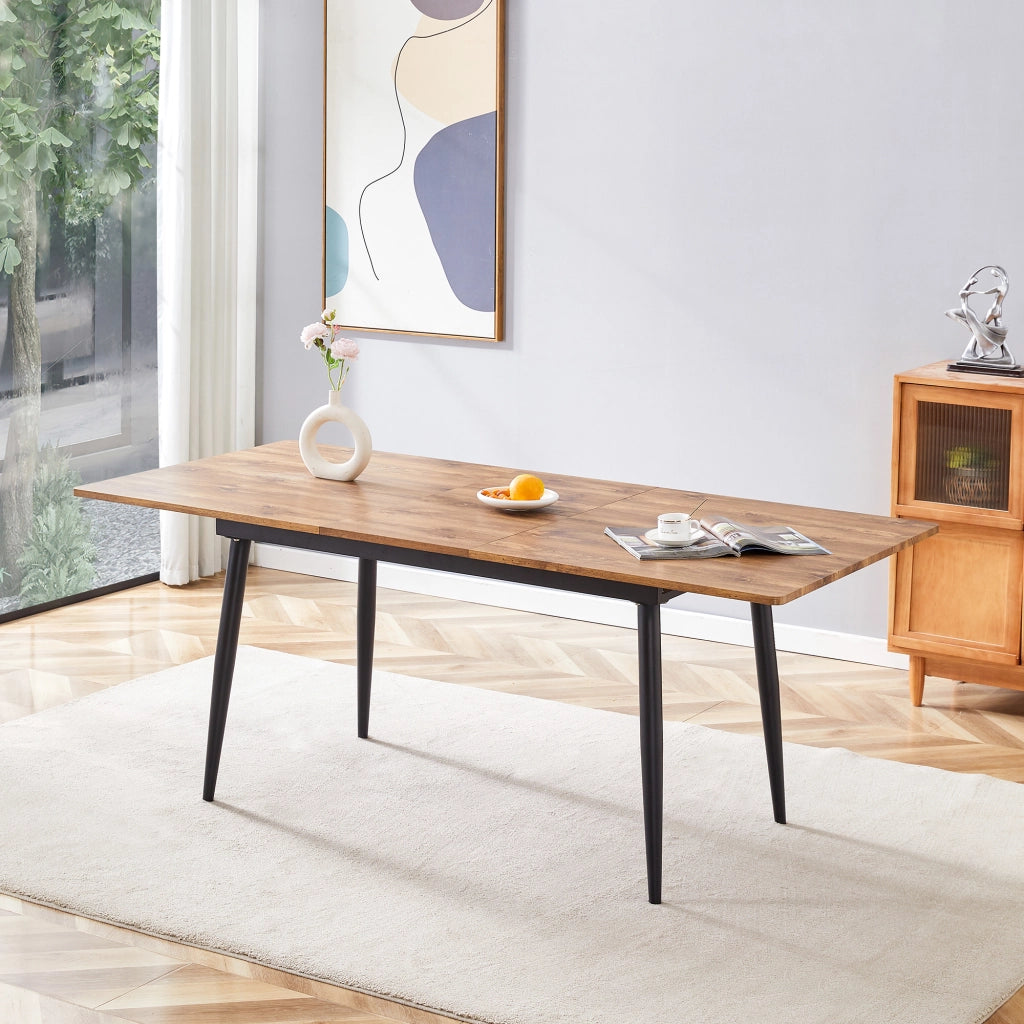 Tavolo da pranzo rettangolare con piano in MDF e gambe metalliche angolate per cucina e ufficio