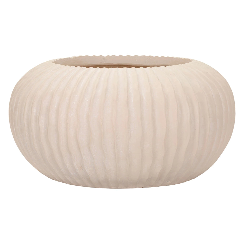 Arvid, Vaso Finitura Scanalata, Bianco Crema
