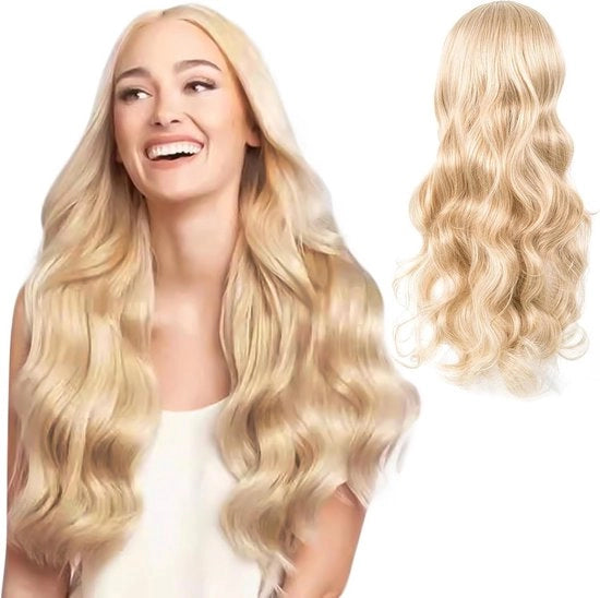 Pruica Lunga Bionda - Capelli Ondulati - Abbigliamento Festivo - Materiale Idrorepellente - 70 cm - Biondo