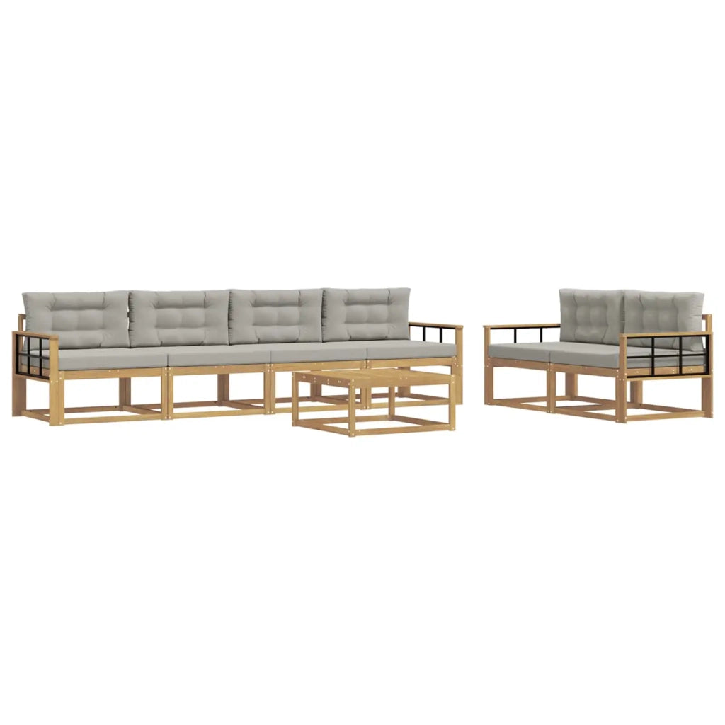 Set di divani da esterno 6 pz Bianco e Grigio Chiaro 3386105