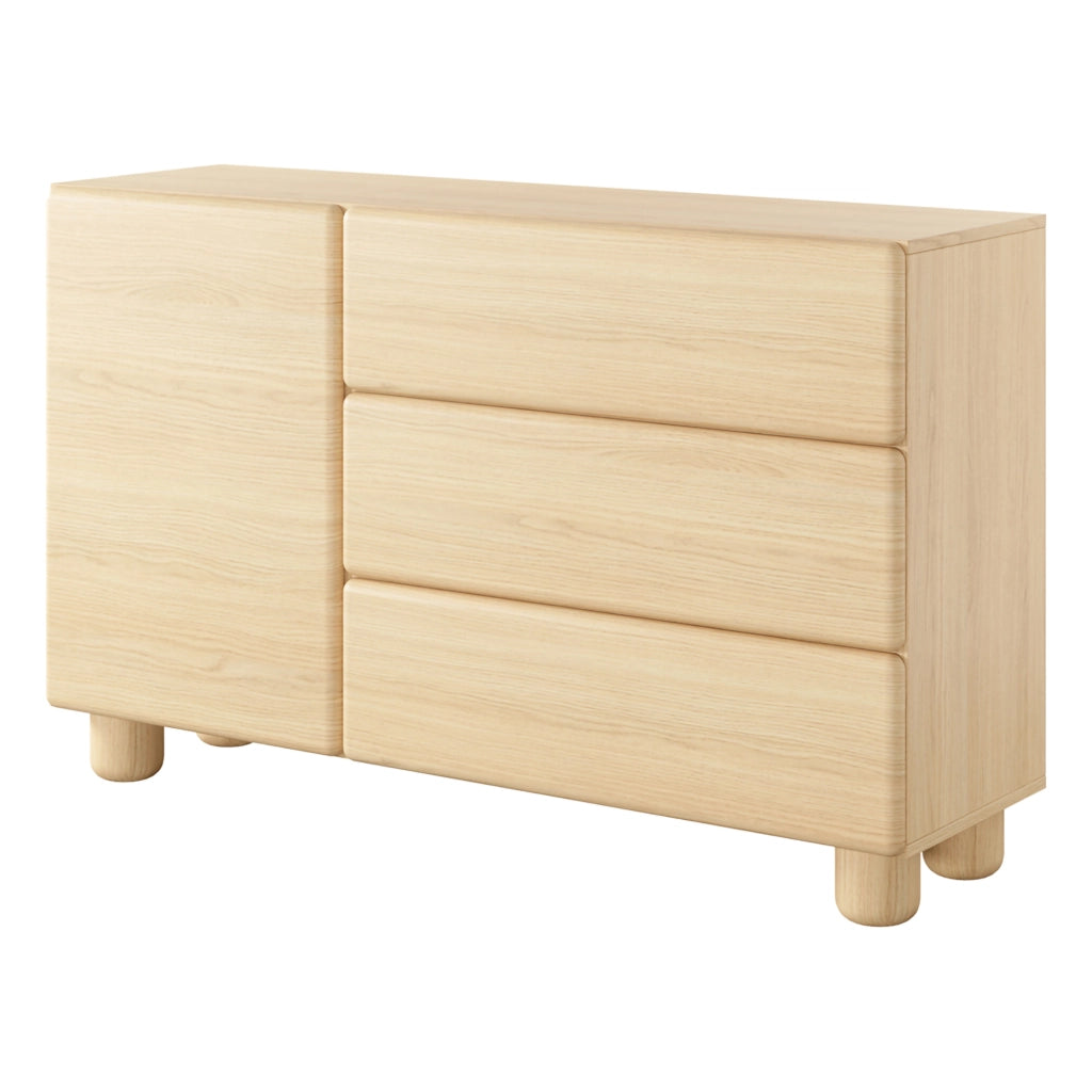 Madia Hanerito, Credenza 3 Cassetti, 130x38x80h cm Marrone Rovere