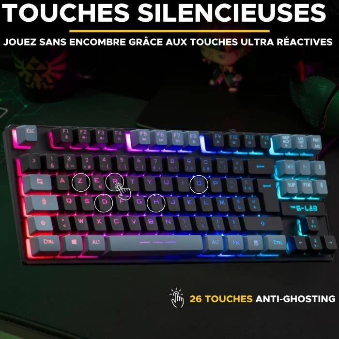 Tastiera da gioco - The G-Lab - KEYZ CAESIUM - RGB - Nero e grigio - TKL