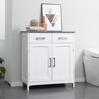 Mobiletto Bagno 2 Ante 2 Cassetti 1 Ripiano 68x33x76 cm in MDF Bianco