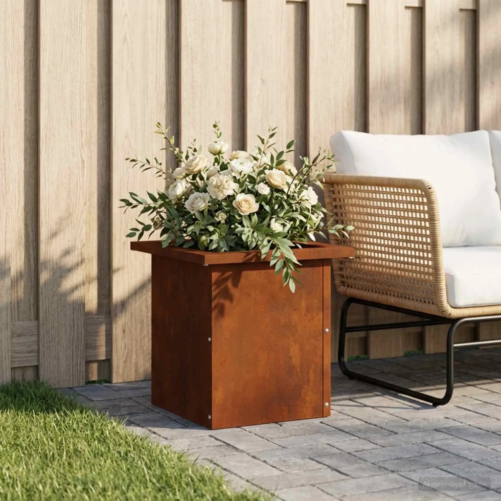 Fioriera da giardino con LED Ruggine 30 x 30 x 30 cm 8008068