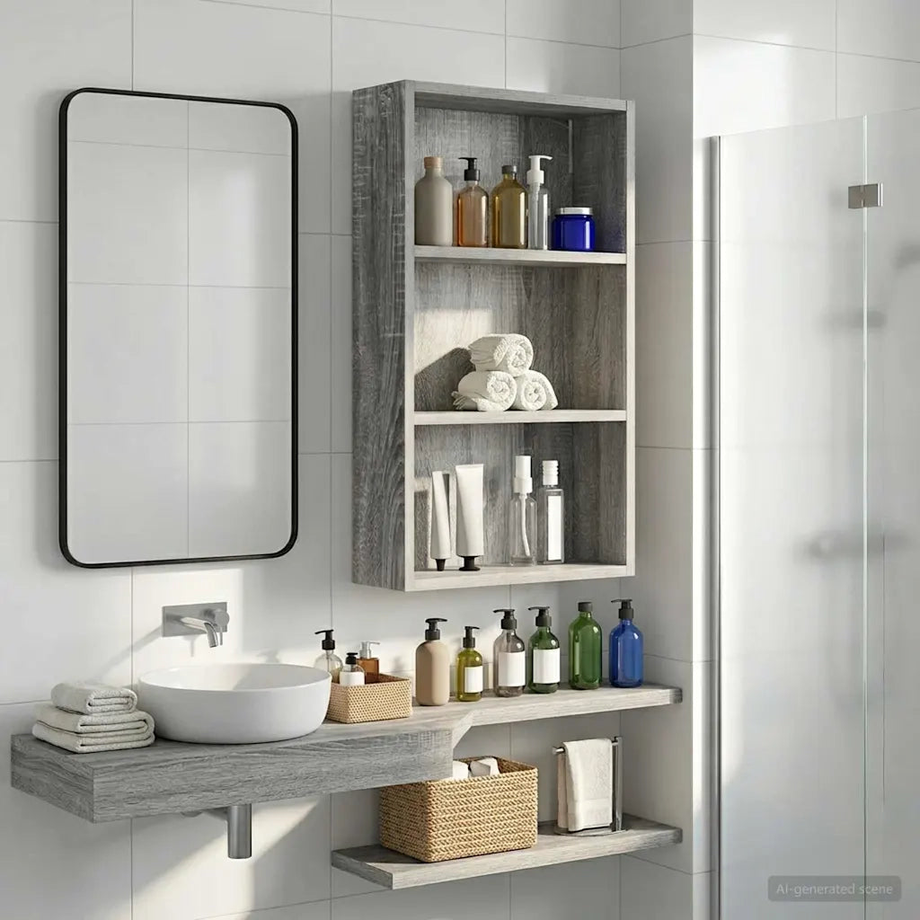Armadio da bagno a muro Sonoma grigia 40 x 14 x 70 cm 889364