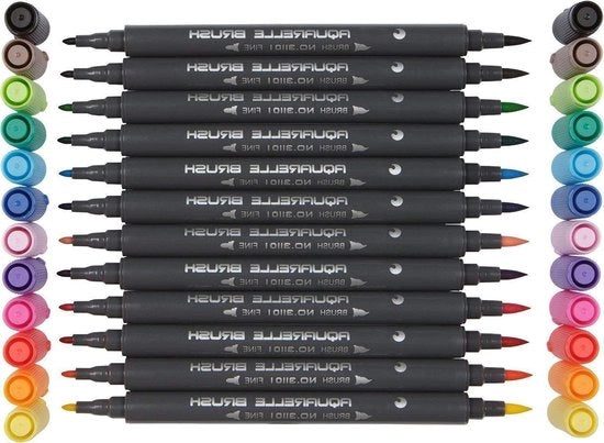 Set di pennelli a olio - 12/24/36/48/80 colori - punta di pennello a punta doppia - punta fine - adulti e bambini - 24 pezzi