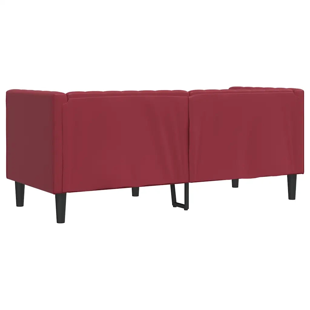 Divano Sedia-Poltrona Chesterfield a 2 Posti Rosso Vino in Similpelle