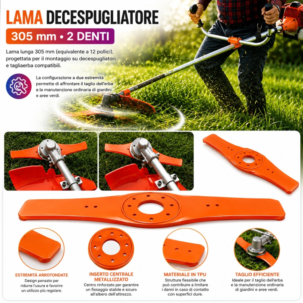 Lama Ricambio Per Decespugliatore 305 mm 2 Denti TPU Foro 25 mm 641363