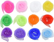 Sfumature di creatività - Set di 12 sciarpe colorate - Organza - Sciarpe quadrata - 60x60 cm