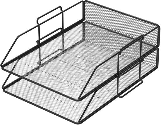 Set di archiviazione documenti metallico 2 in 1 in formato A4, nero. Organizzatore per ufficio, cassetto per ufficio, archivio per ufficio, accessori per ufficio, supporto per riviste, classificatore per documenti.
