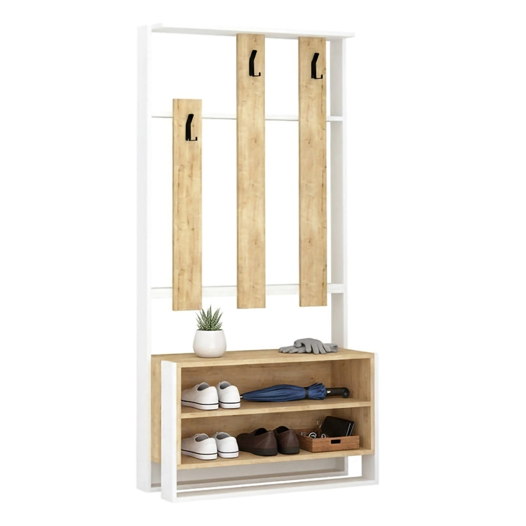 Toraji, Mobile da Ingresso 6 Paia, 90x36x180h cm Bianco