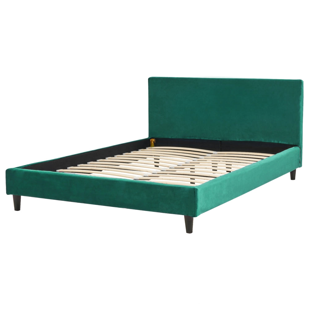 Letto matrimoniale in tessuto verde scuro con rete a doghe 140 x 200 cm stile contemporaneo