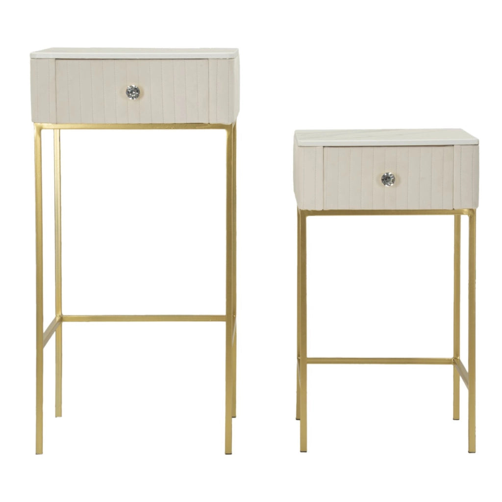 Set di Tavolini VKH771, Beige, Legno, 45x45x90 cm