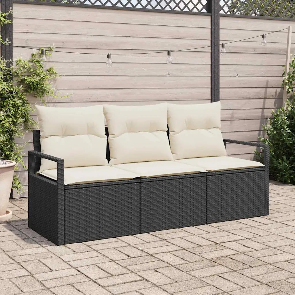 Set di divani 3 pz | Set Salotto da Giardino Nero polyrattan