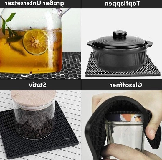 Set di pannelli in silicone - 4 pezzi - Resistenti al lavastoviglie - Resistenti al calore - Antiscivolo - Ufficio e cucina