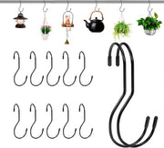 Hanger a S per accessori 12 pezzi in metallo nero per borse abbigliamento piante vasi e padelle - armadio cucina giardino