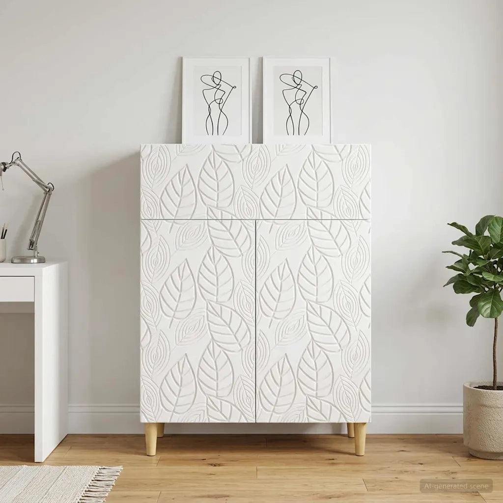 Credenza Bianco Lucido 66 x 34,5 x 90 cm Legno ingegnerizzato 895099