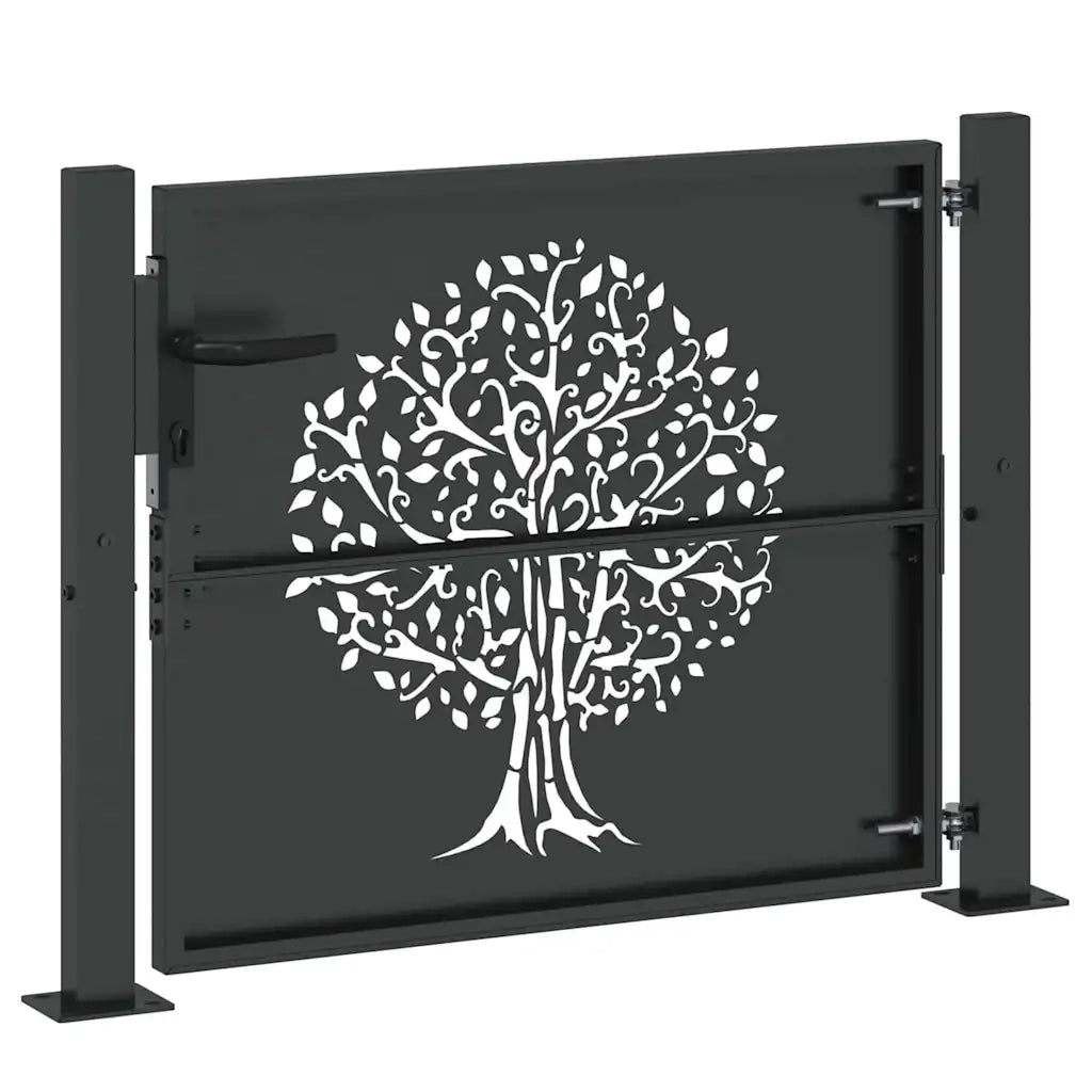 vidaXL Cancello da giardino con blocco Nero 105 x 100 cm