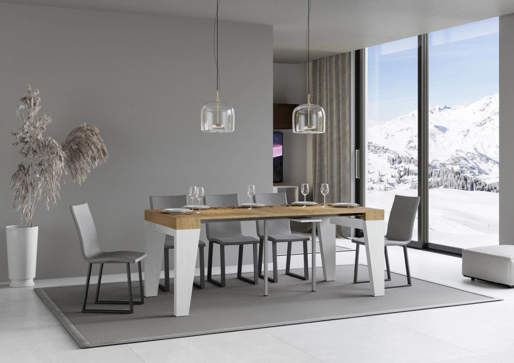 Consolle allungabile 90x40/300 cm Naxor Mix piano Quercia Natura - struttura Bianco Frassino