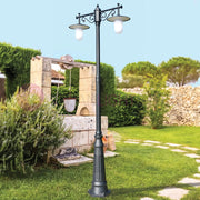 KAIROS ANTRACITE Lampione h.260 a 2 Luci da Esterno Giardino con piattini d.30