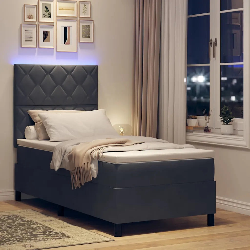 Letto a Sorgente LED Grigio scuro 100 x 200 cm Velluto 3343359