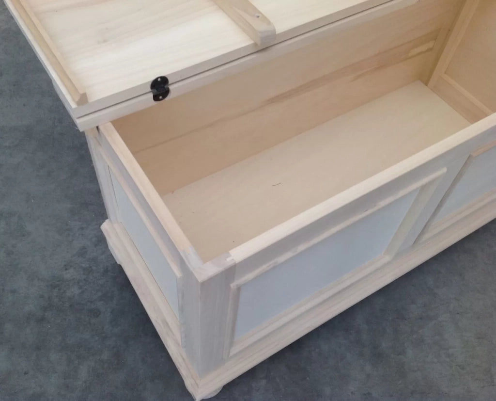 Cassapanca in legno grezza l.100 p.44 h.51 (1109) - Mobili 2G