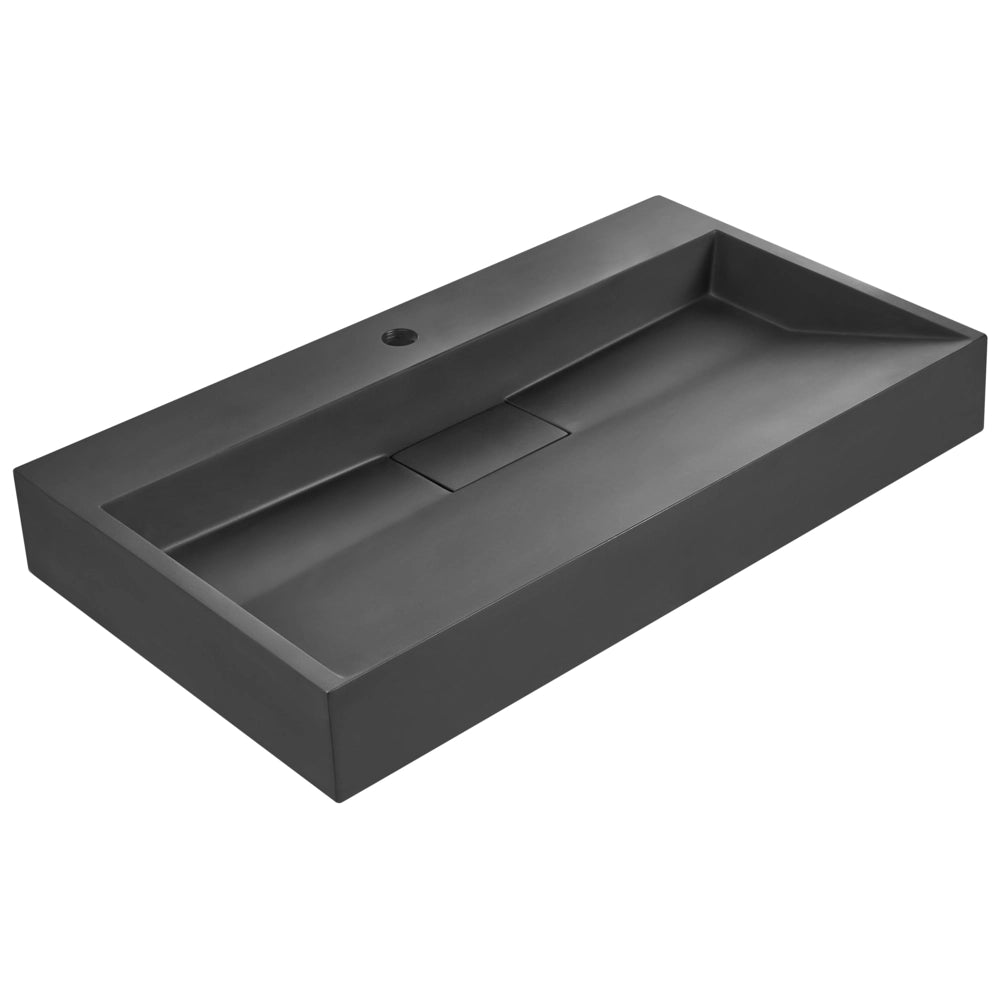 Lavabo bagno classico rettangolare in ceramica finitura lucida 80 x 46 cm nero Lavello da bagno rettangolare