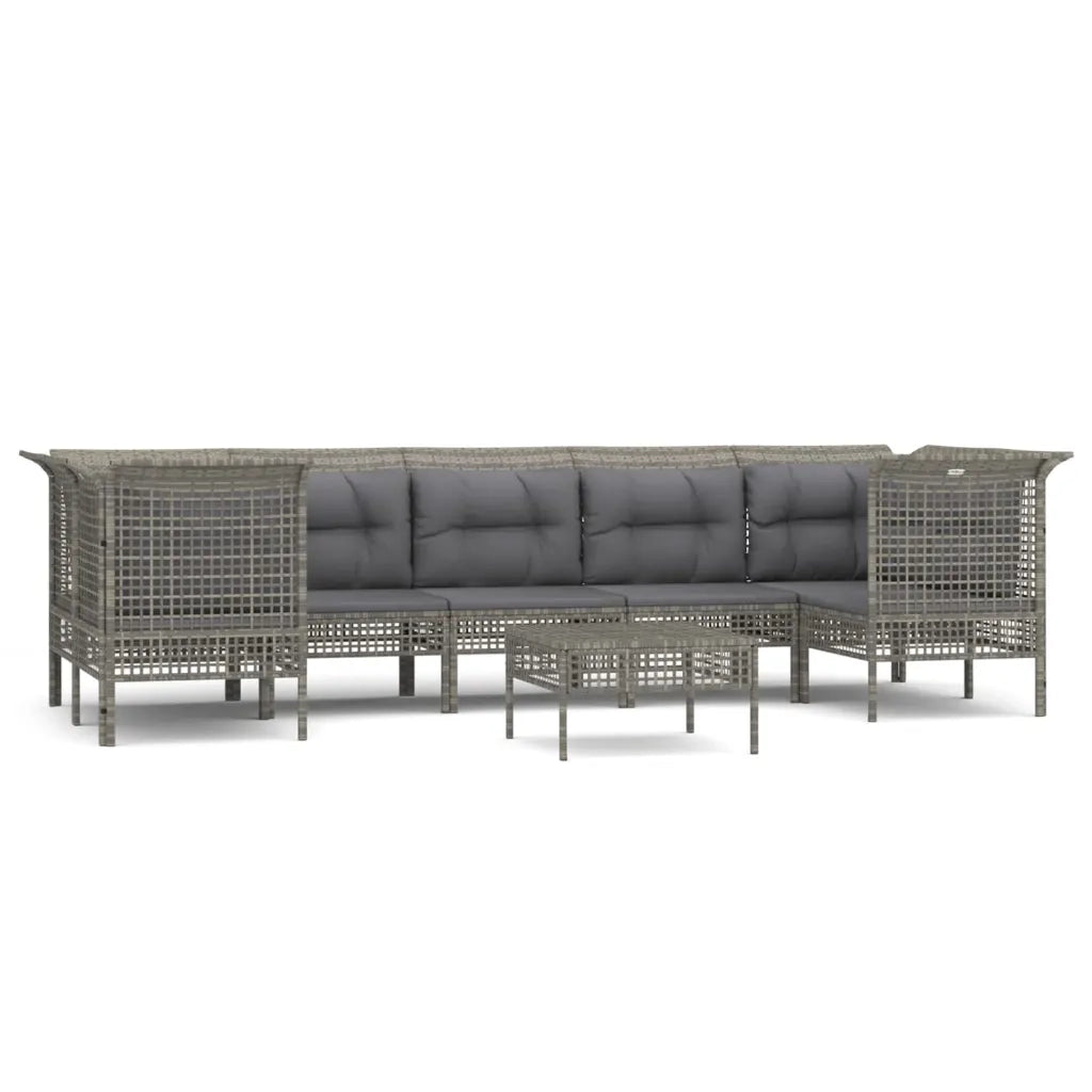 Set Divani da Giardino 8 pz con Cuscini in Polyrattan Grigio 3187565