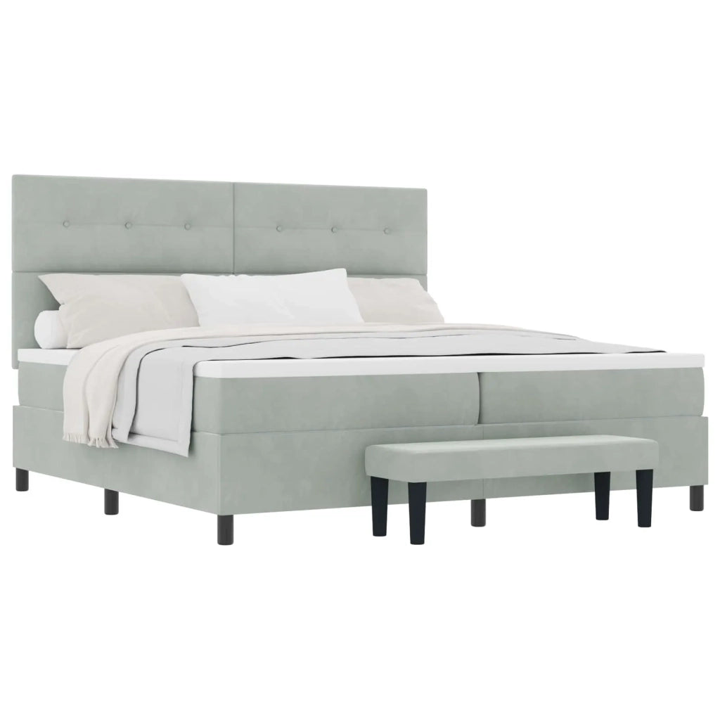 Letto a molle con materasso Grigio chiaro 200 x 200 cm Velluto