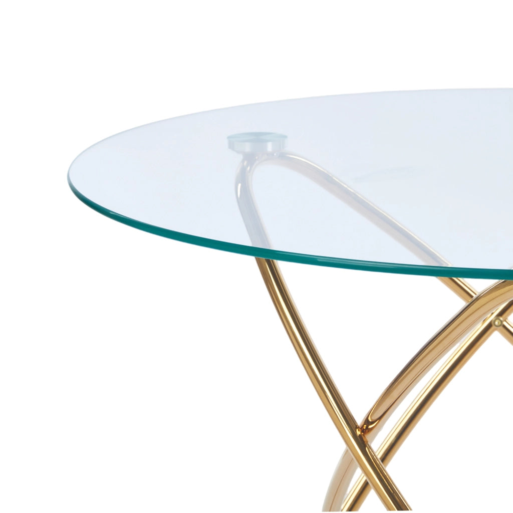 TAVOLO in vetro e metallo 88 x 86 cm colore oro