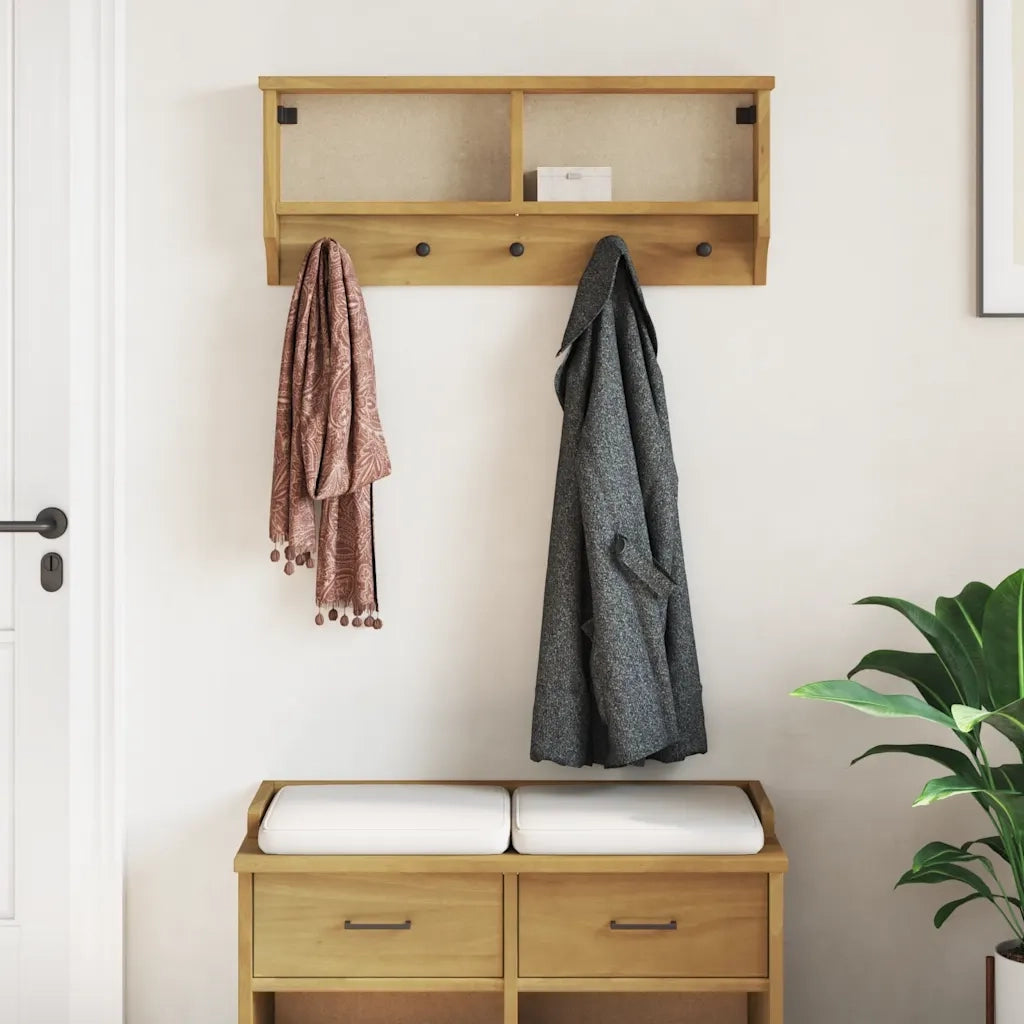 Appendiabiti da Parete SANDNES 87x12x35 cm in Legno di Pino CFW5011379