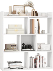 Libreria a Cubi con 7 Scomparti, Mensola Espositiva per l'Archiviazione, Libreria in Legno con Dispositivi Anti-Ribaltamento, per Studio Soggiorno, 80x20x90 cm (Bianco)