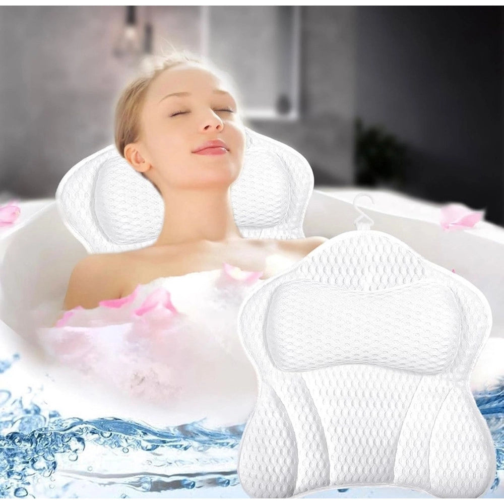 Trade Shop - Cuscino Da Bagno Ergonomico Poggiatesta Per Vasca 4d Mesh Supporto Per Testa Collo Schiena -