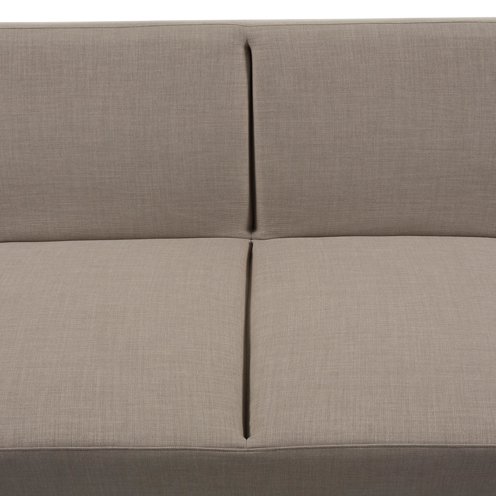 Divano Letto Rivestimento Tessuto Beige 4 Posti Meccanismo Click Clack Braccioli Regolabili