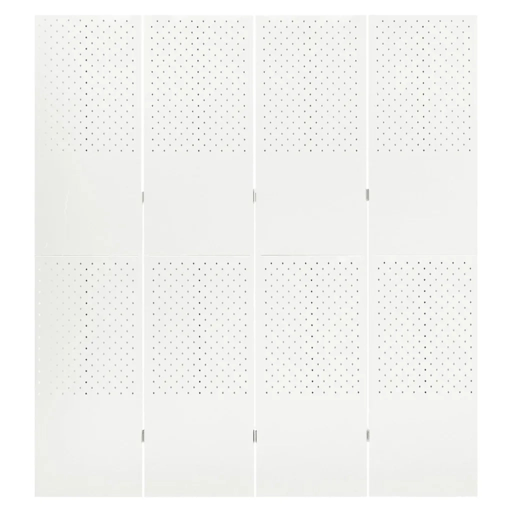 Paravento a 4 Pannelli 2 pz Bianco 160x180 cm in Acciaio 3095194