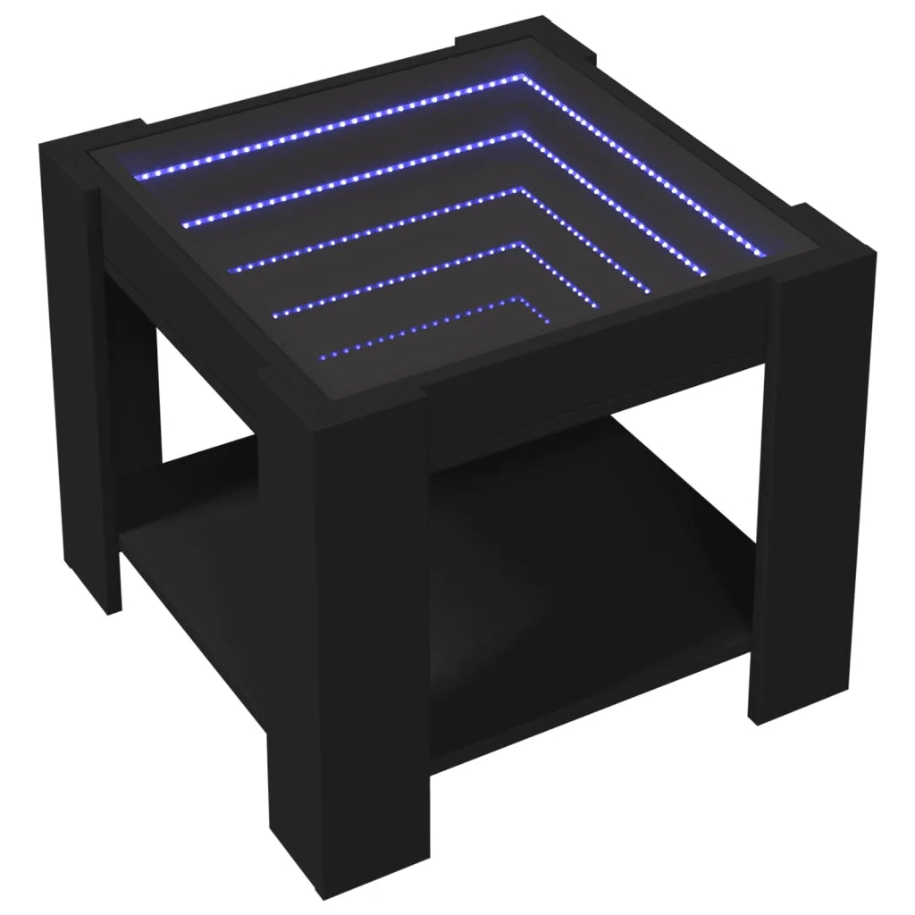 vidaXL Tavolino Salotto con LED Nero 53x53x45 cm Legno Multistrato